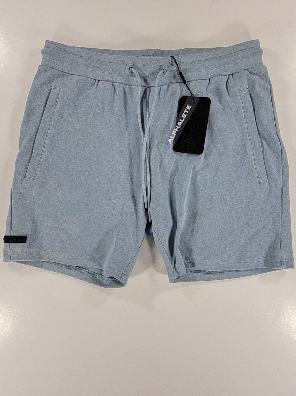 NEW Alphalete Sweat Shorts Mens Large Stretch Jersey Workout Gym Light Blue NWT